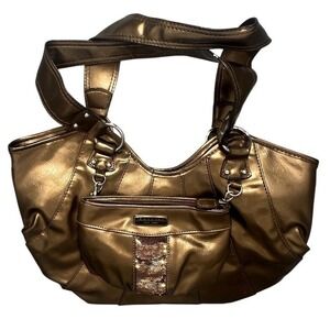 Rosetti Bronze Metallic Sequin Shoulder Hobo Bag Y2K Vintage Handbag Purse